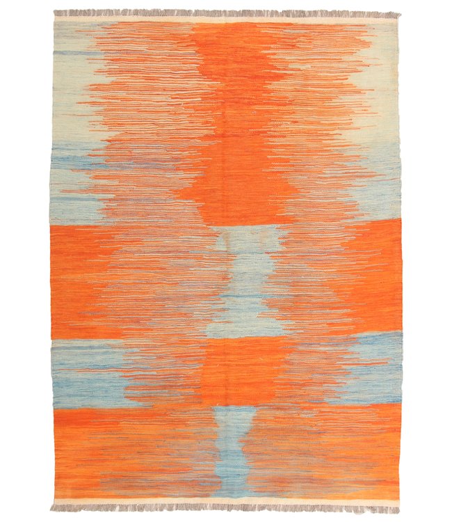 213x152cm Handmade Afghan modern Kilim Area Rug Wool Carpet