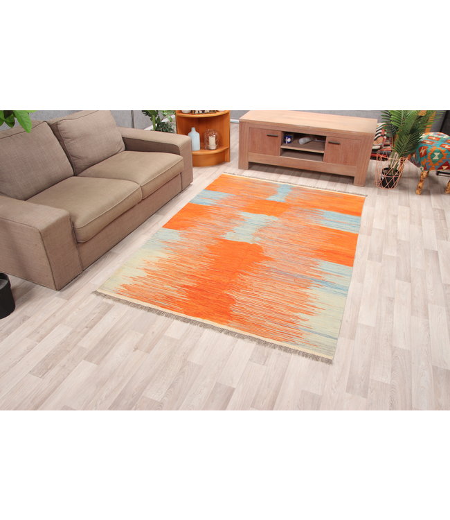 213x152cm Handmade Afghan modern Kilim Area Rug Wool Carpet