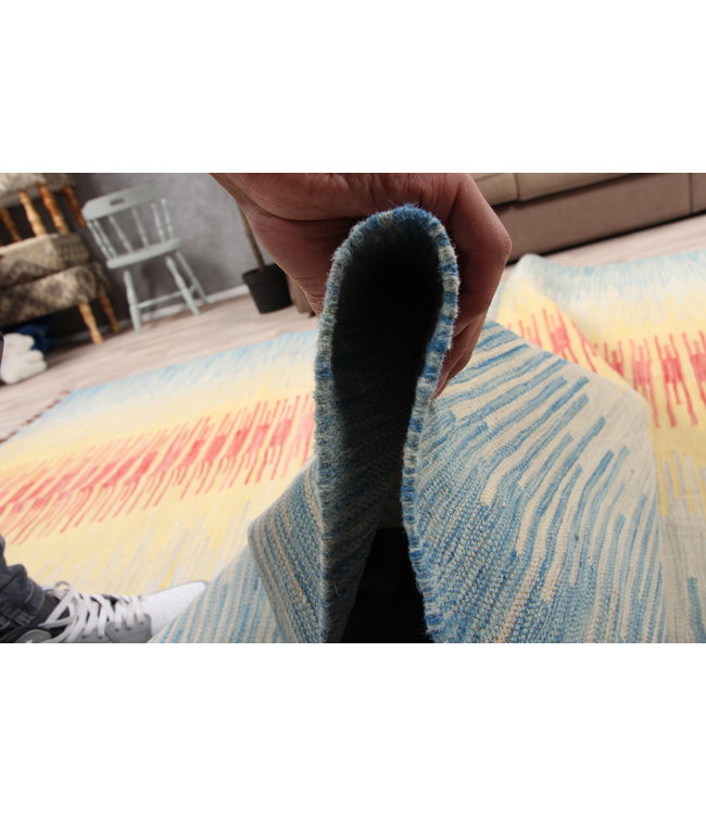 305x198cm Handgemacht modern Wolle Kelim Teppich