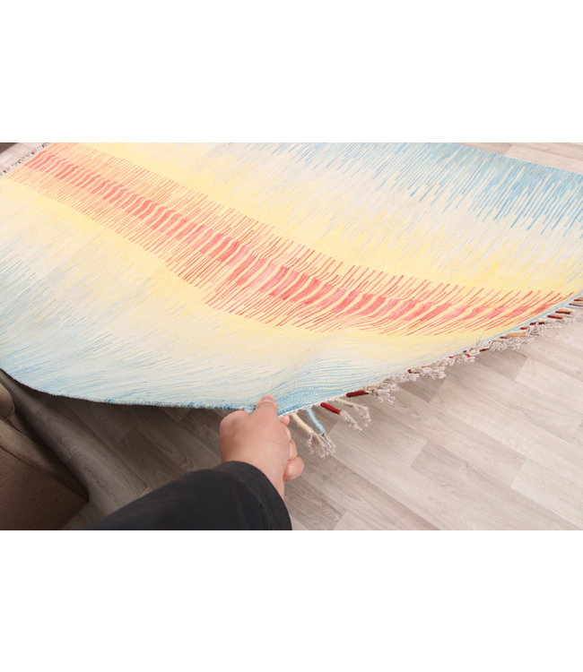 305x198cm Handmade Afghan modern Kilim Area Rug Wool Carpet