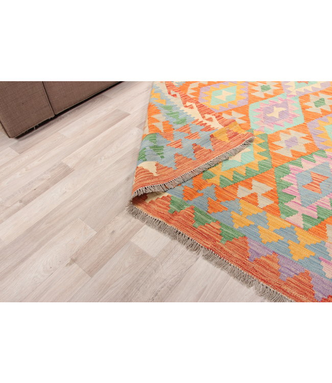 207x153cm Handmade Afghan traditional Kilim Area Rug Wool Carpet