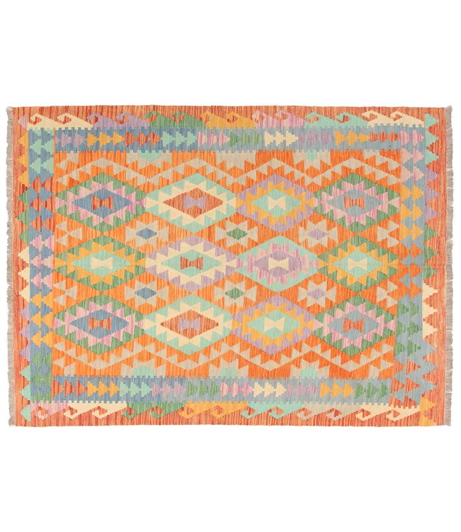 207x153cm Handmade Afghan traditional Kilim Area Rug Wool Carpet