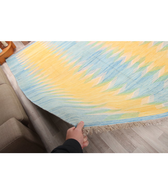 307x247cm Handmade Afghan modern Kilim Area Rug Wool Carpet