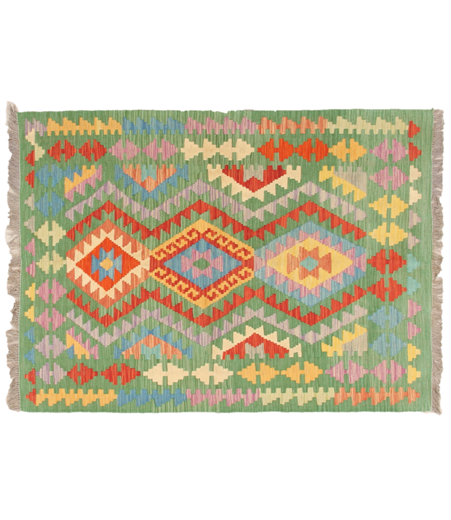 145x104cm Handgemacht traditionell Wolle Kelim Teppich