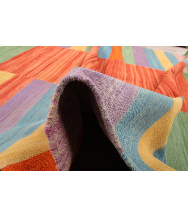 300x196cm  Handgeweven modern Kelim Tapijt Wol