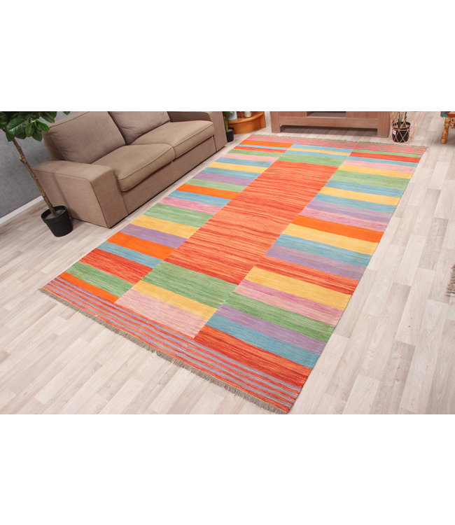 300x196cm  Handgeweven modern Kelim Tapijt Wol