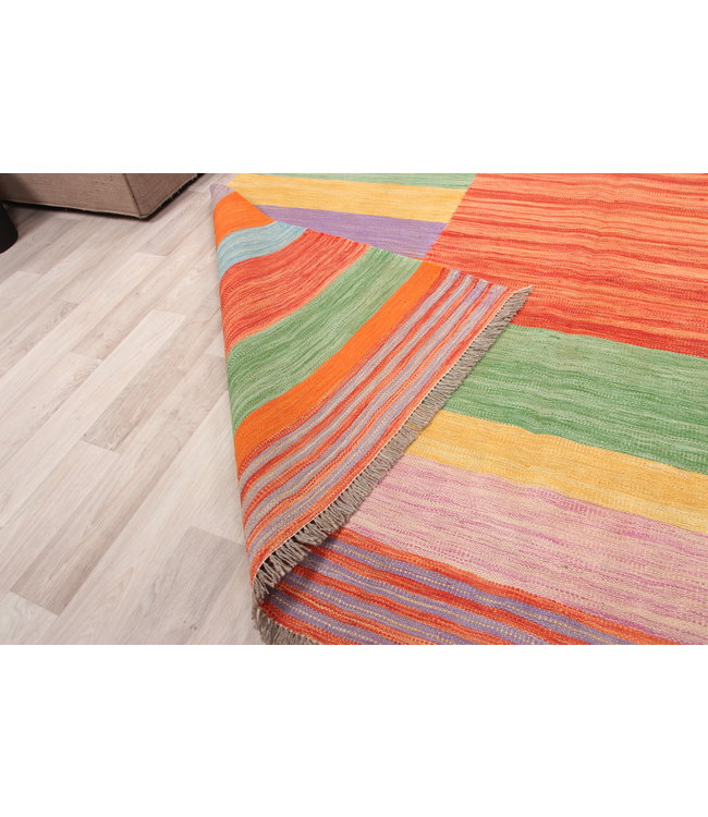 300x196cm  Handgeweven modern Kelim Tapijt Wol