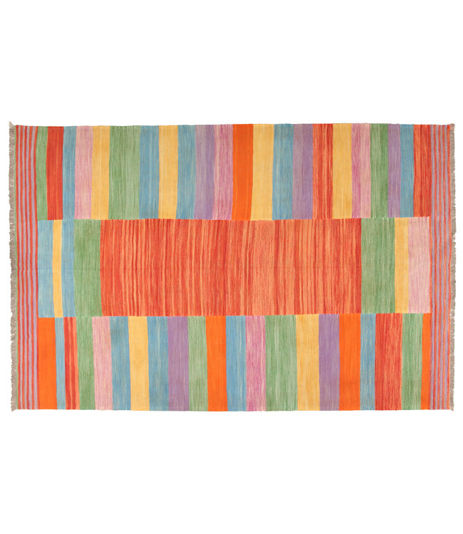 300x196cm  Handgeweven modern Kelim Tapijt Wol