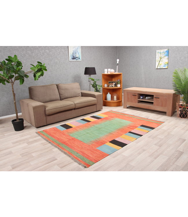 207x150cm Handgemacht modern Wolle Kelim Teppich