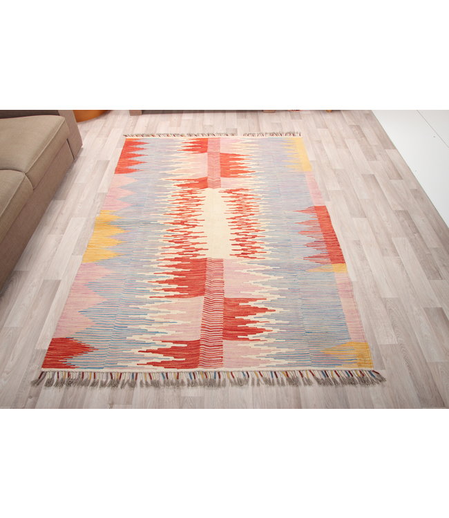 209x148cm Handmade Afghan modern Kilim Area Rug Wool Carpet