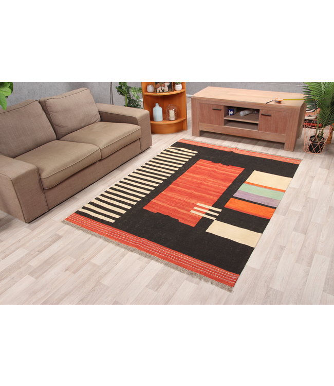 206x158cm Handmade Afghan modern Kilim Area Rug Wool Carpet