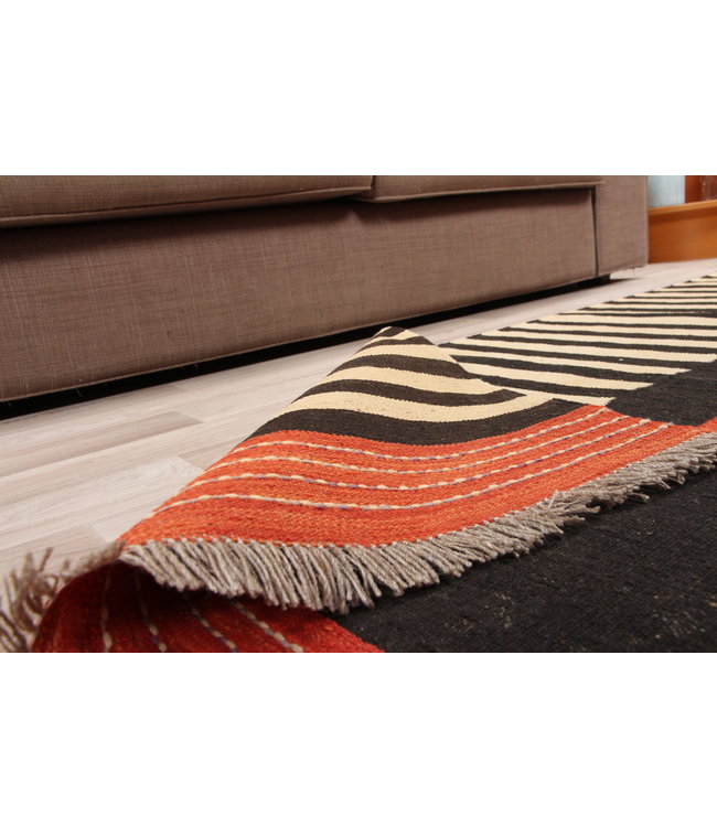 206x158cm  Handgeweven modern Kelim Tapijt Wol