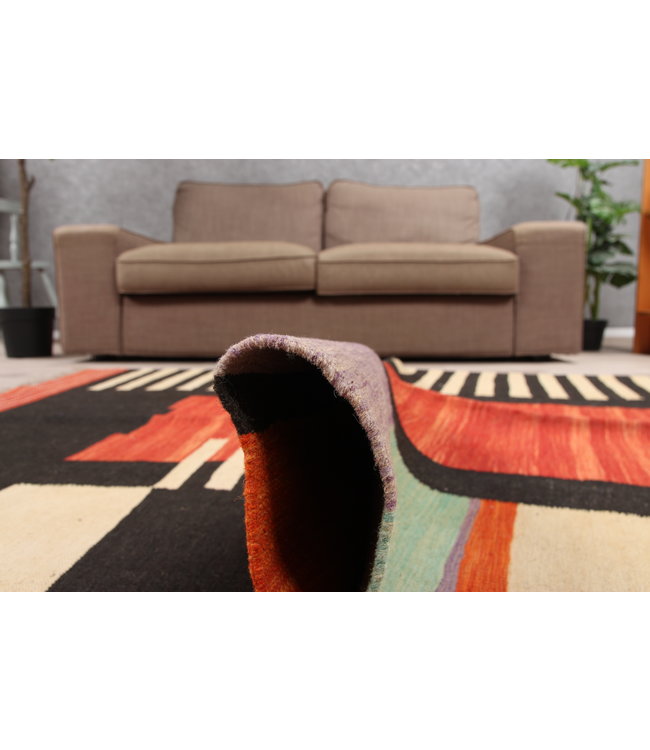 206x158cm Handmade Afghan modern Kilim Area Rug Wool Carpet