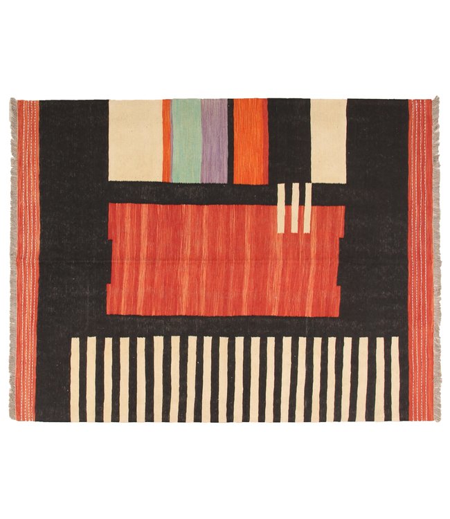 206x158cm  Handgeweven modern Kelim Tapijt Wol