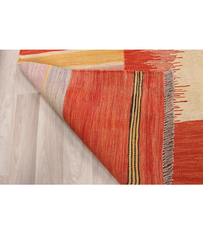 209x160cm Handgemacht modern Wolle Kelim Teppich