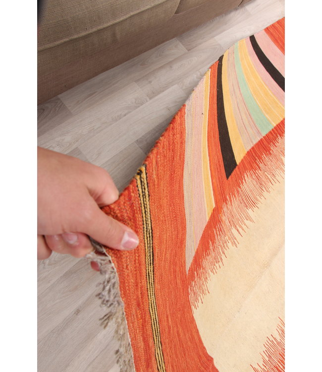 209x160cm Handmade Afghan modern Kilim Area Rug Wool Carpet