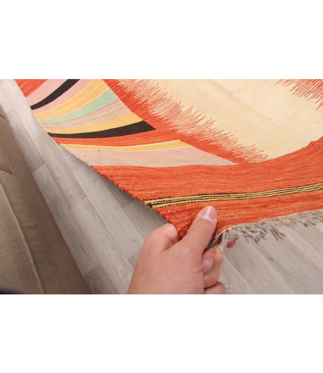 209x160cm  Handgeweven modern Kelim Tapijt Wol