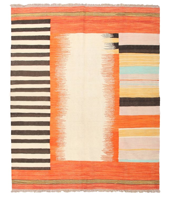 206x163cm Handmade Afghan modern Kilim Area Rug Wool Carpet