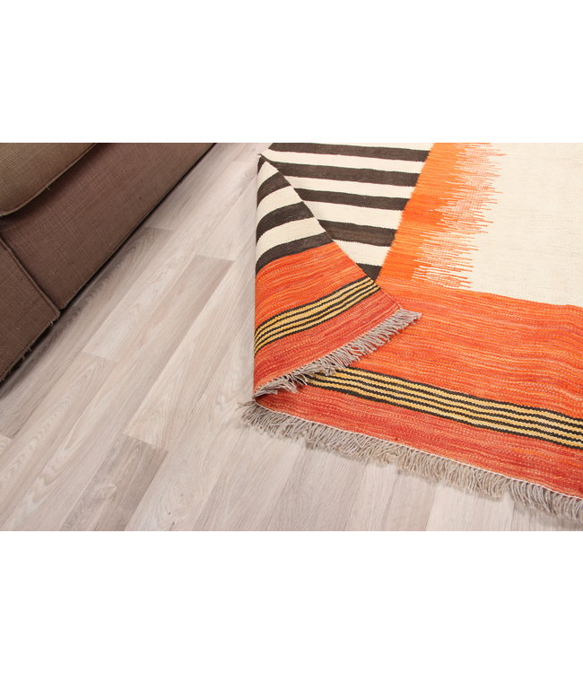 206x163cm Handmade Afghan modern Kilim Area Rug Wool Carpet