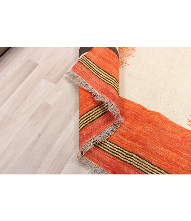 206x163cm  Handgeweven modern Kelim Tapijt Wol