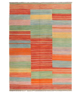211x150cm Handmade Afghan modern Kilim Area Rug Wool Carpet