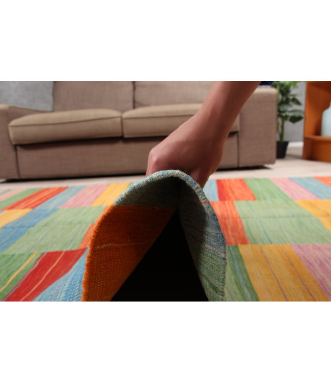 187x124cm Handmade Afghan modern Kilim Area Rug Wool Carpet