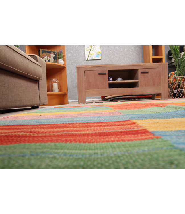 187x124cm Handmade Afghan modern Kilim Area Rug Wool Carpet