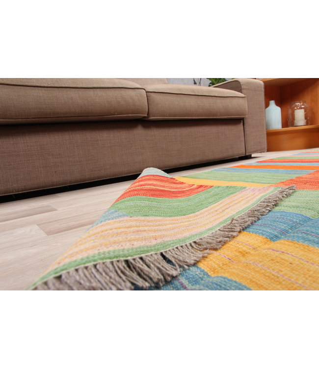 187x124cm Handmade Afghan modern Kilim Area Rug Wool Carpet