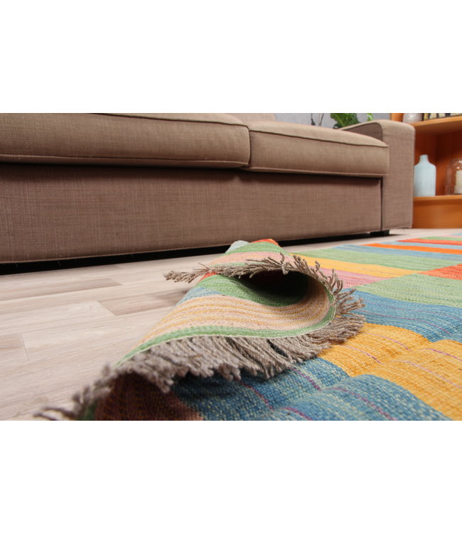 187x124cm Handmade Afghan modern Kilim Area Rug Wool Carpet