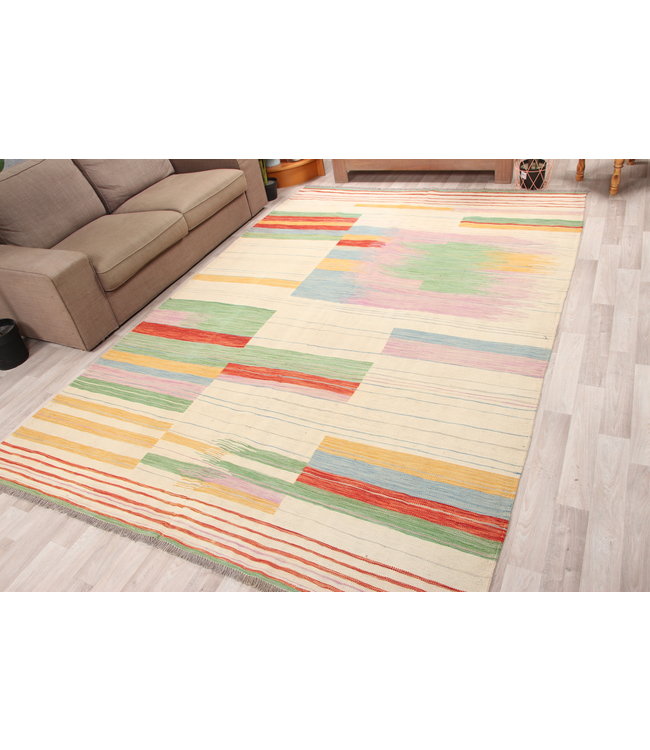 304x213cm Handmade Afghan modern Kilim Area Rug Wool Carpet