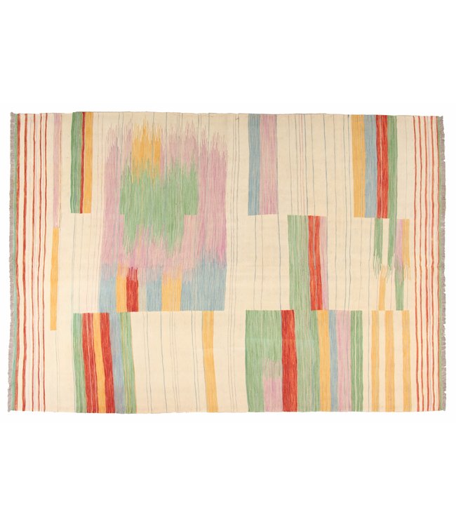 304x213cm  Handgeweven modern Kelim Tapijt Wol