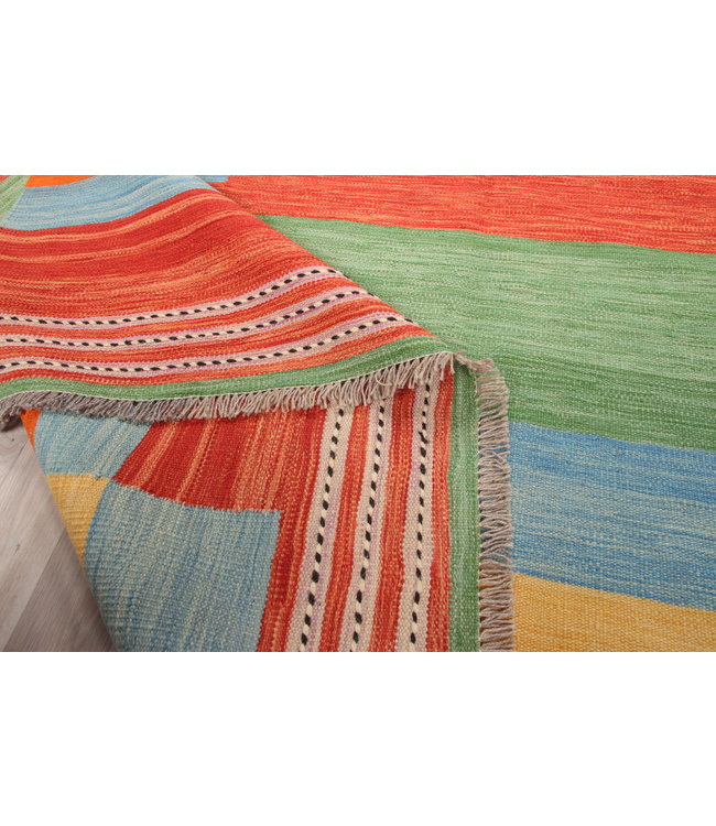 309x255cm Handmade Afghan modern Kilim Area Rug Wool Carpet