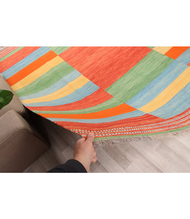 309x255cm Handgemacht modern Wolle Kelim Teppich