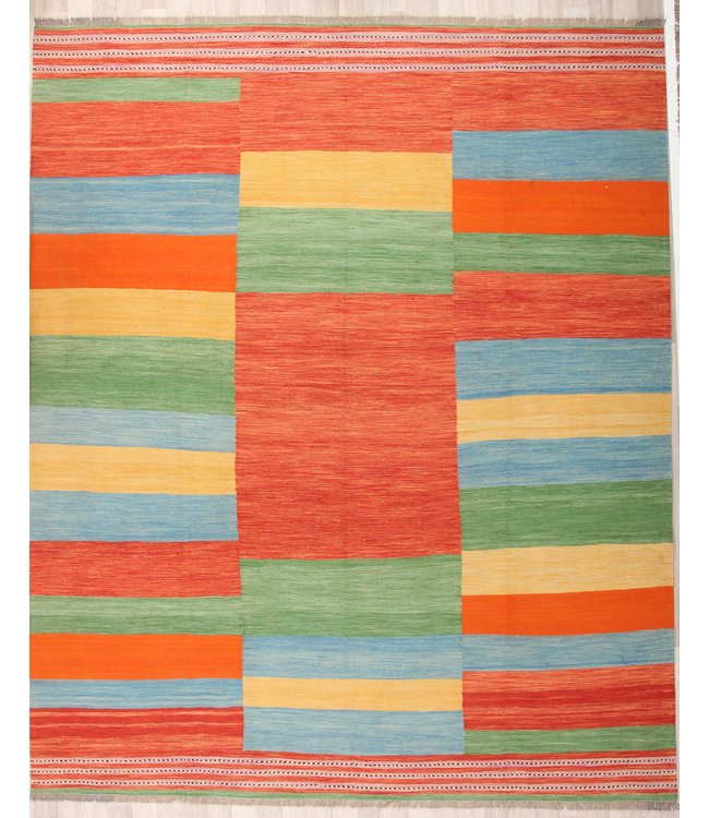 309x255cm Handmade Afghan modern Kilim Area Rug Wool Carpet