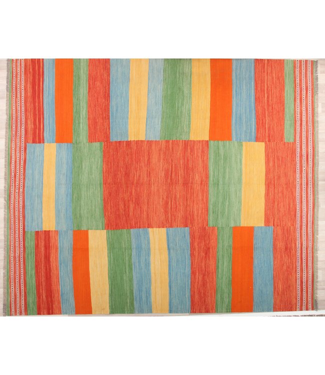 309x255cm  Handgeweven modern Kelim Tapijt Wol