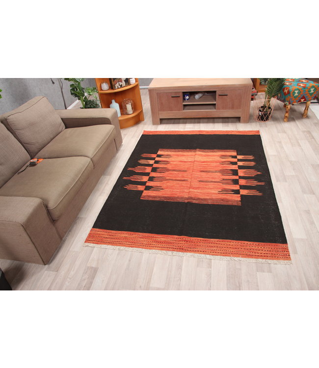 205x155cm  Handgeweven modern Kelim Tapijt Wol