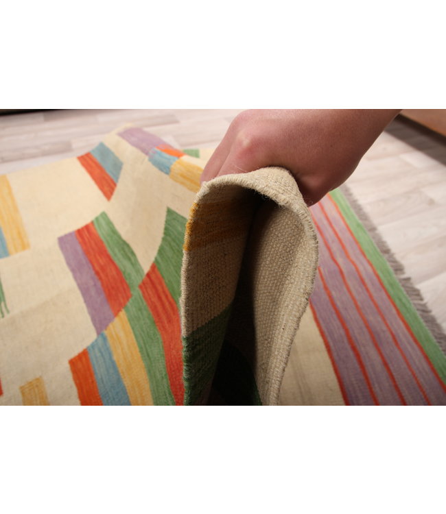 182x113cm Handgemacht modern Wolle Kelim Teppich