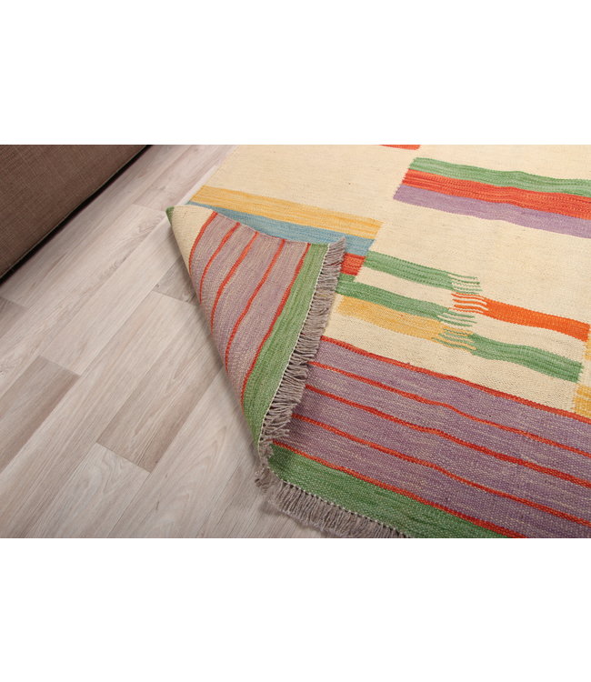 182x113cm Handgemacht modern Wolle Kelim Teppich