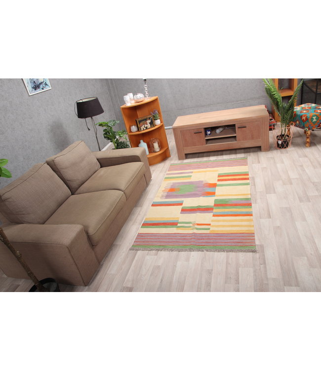 182x113cm Handmade Afghan modern Kilim Area Rug Wool Carpet