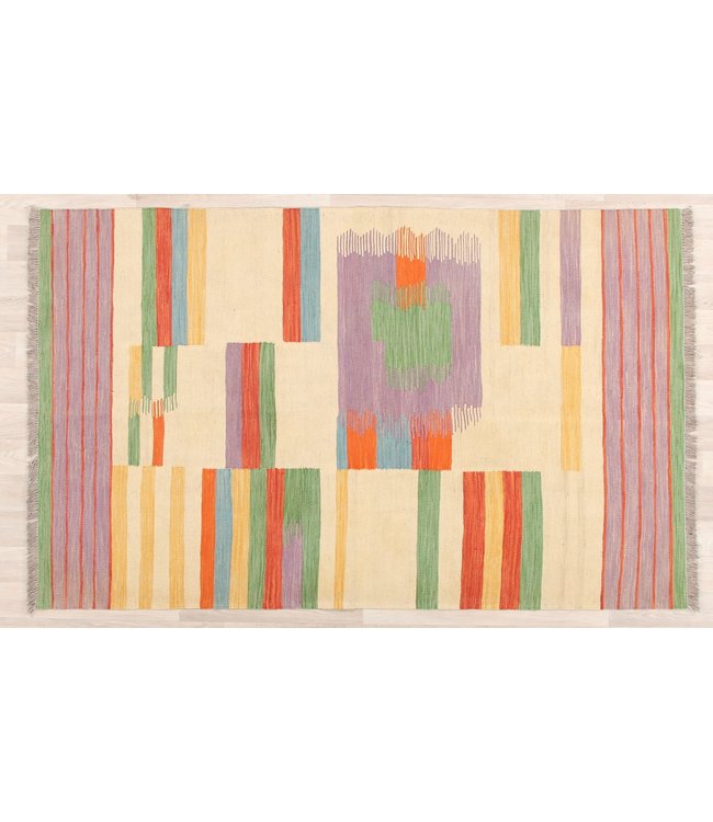 182x113cm  Handgeweven modern Kelim Tapijt Wol