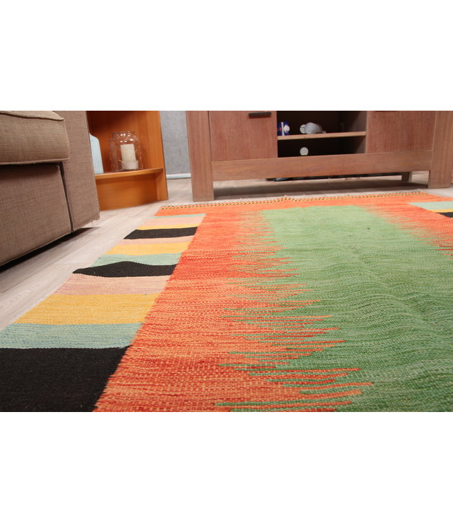 185x124cm Handgemacht modern Wolle Kelim Teppich