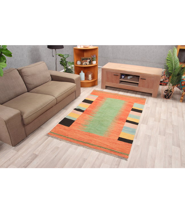 185x124cm  Handgeweven modern Kelim Tapijt Wol