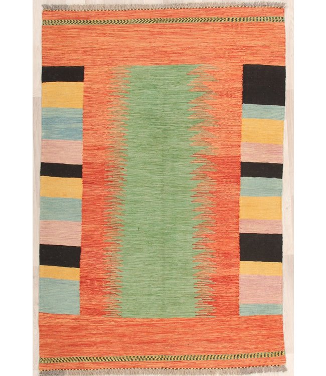 185x124cm Handgemacht modern Wolle Kelim Teppich