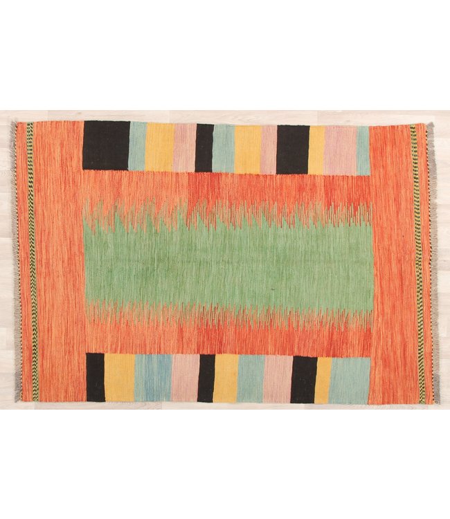 185x124cm Handmade Afghan modern Kilim Area Rug Wool Carpet