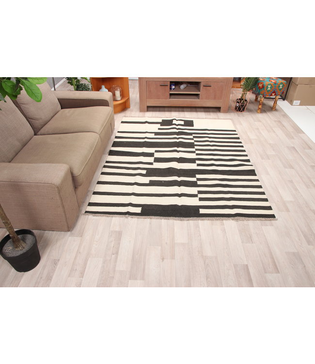 202x158cm Handmade Afghan modern Kilim Area Rug Wool Carpet