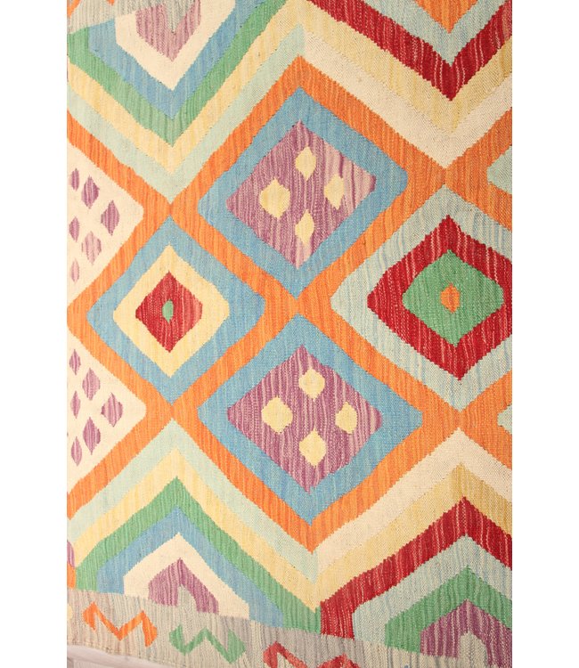 190x144cm Handmade Afghan Kilim Area Rug Wool Carpet