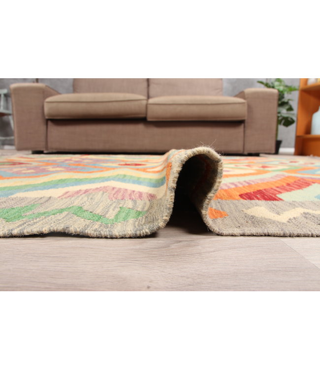 190x144cm Handmade Afghan Kilim Area Rug Wool Carpet