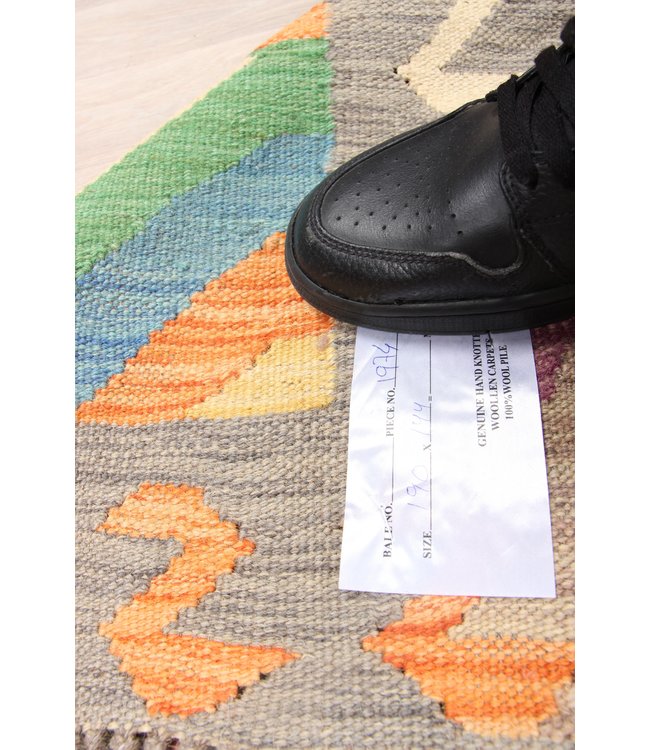 190x144cm Handmade Afghan Kilim Area Rug Wool Carpet