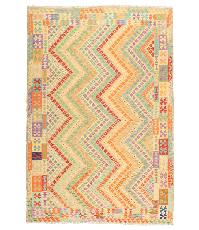 298x206cm Handmade Afghan Traditioneel Kilim Area Rug Wool Carpet