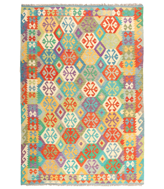 290x201 cm Handgemacht Traditioneel Wolle Kelim Teppich